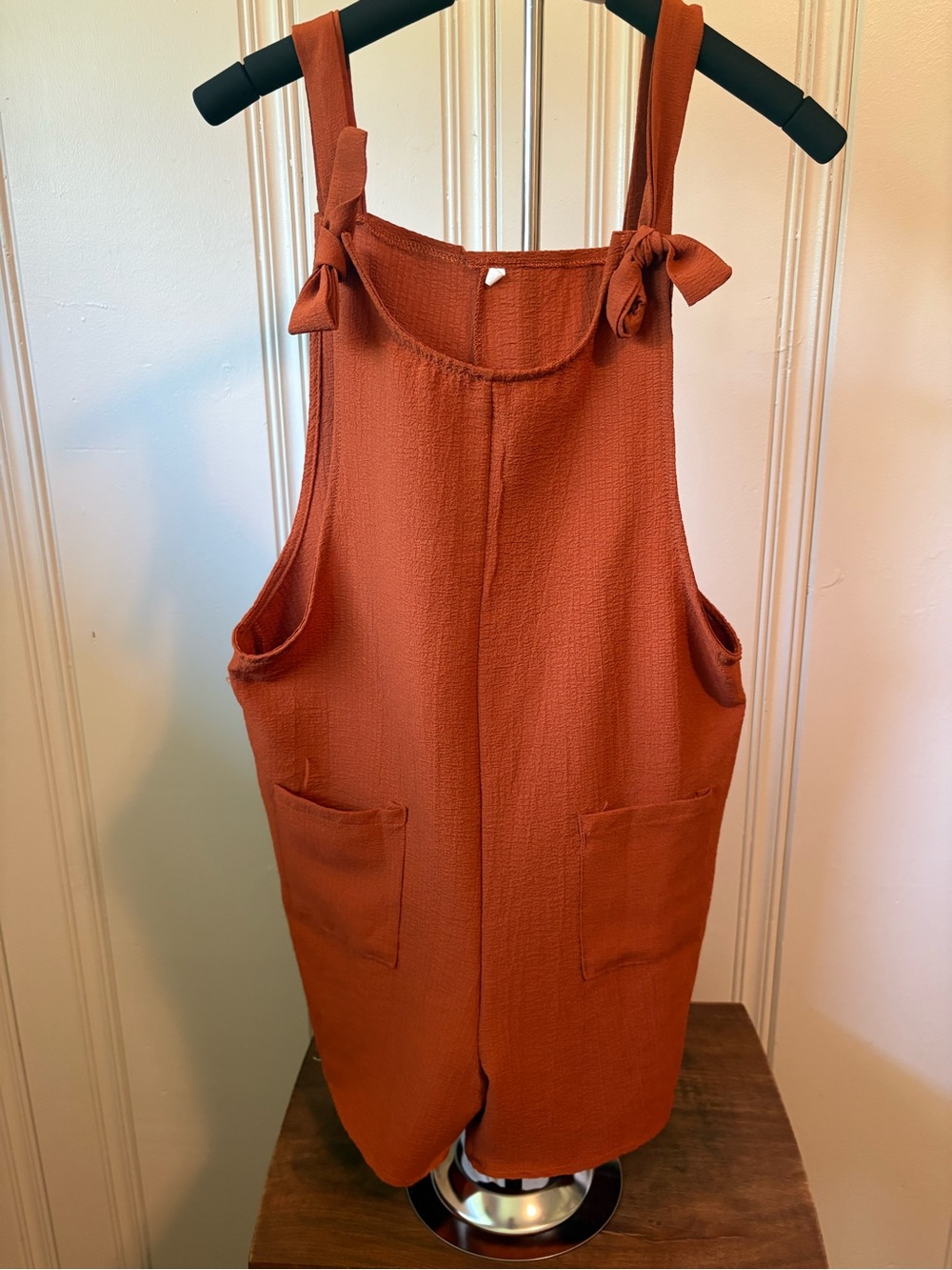 Tie-Shoulder Rust Swim Coverup with Front Pockets